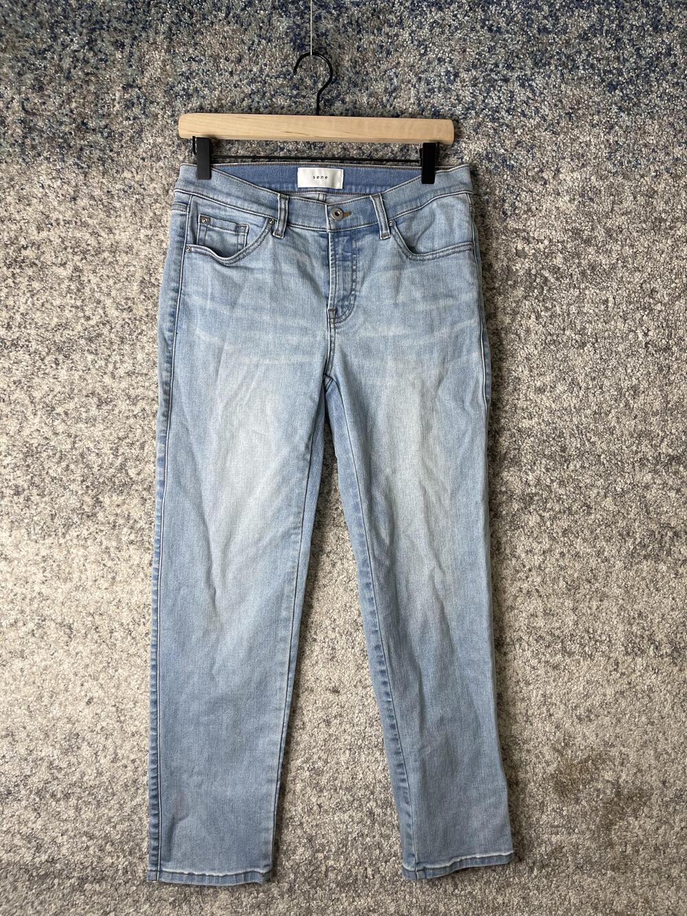 Sene Jeans Womens 30 Light Wash Straight Leg Denim Blue Custom Fit Stretch Pants